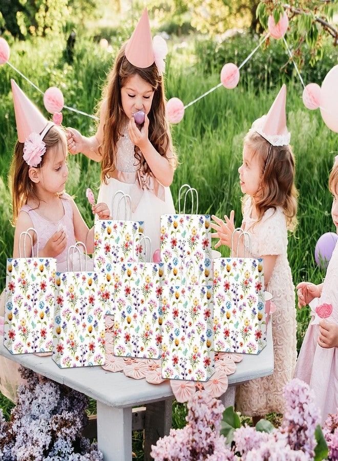 CHUNNIN أكياس هدايا زهور برية من تشونين، هدايا ترحيبية ربيعية مزينة بالزهور، أكياس ورقية مزينة بالزهور البرية، أكياس حلوى ومقابض لتزيين الحدائق، مناسبة لأعياد الميلاد، حفلات الشاي، حفلات توديع العزوبية، ومستلزمات حفلات الزفاف. - Image 5